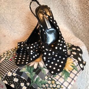Black and White polka dot sandals by Ann Marino